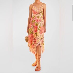 FARM Rio Blooming Floral Embroidered
Handkerchief Midi long 
Dress XSmall RARE
